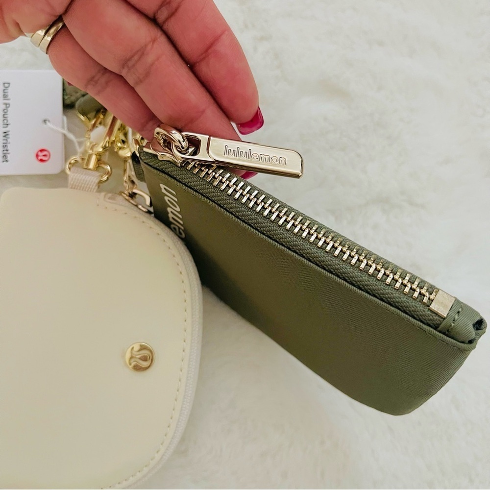 Lululemon Ivory/ Bay Leaf Dual Pouch Wristlet - Picture 5 of 5